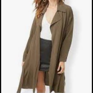 Forever 21 Olive Green Belted Trench Size M